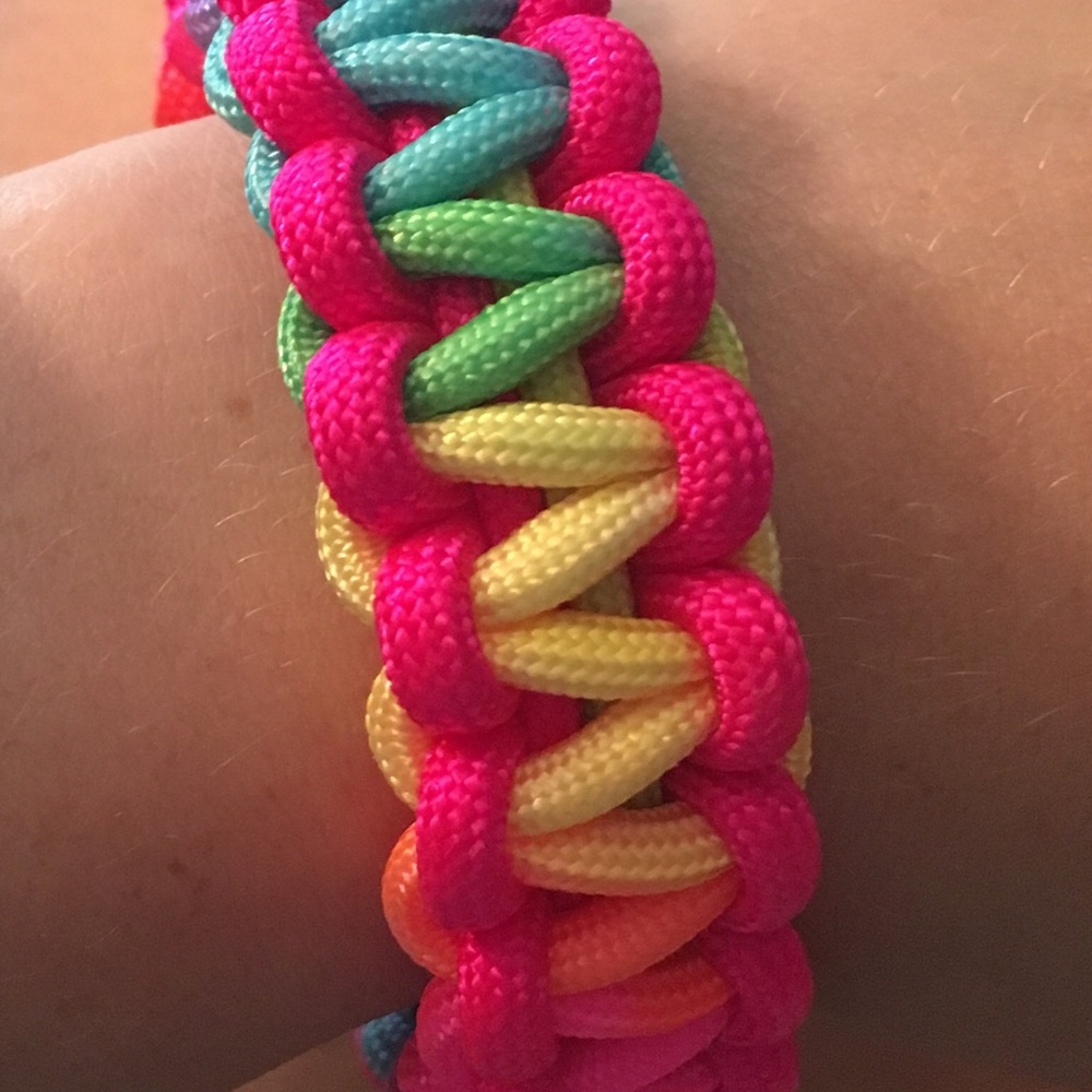 Pink & rainbow paracord bracelets